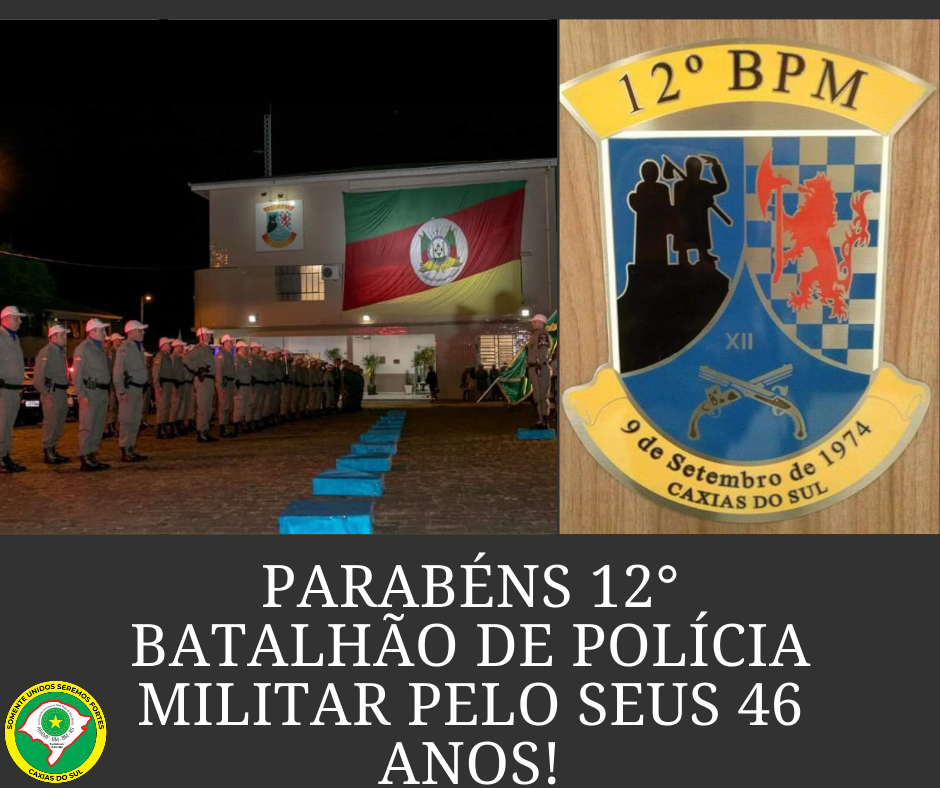Parabéns 12° Batalhão de Polícia Militar pelo seus 46 anos